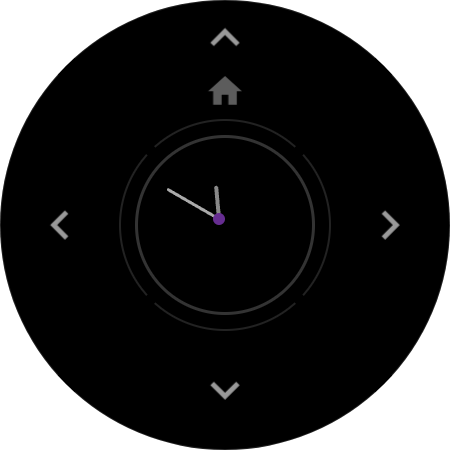 Always-On Display showing an analog clock with dimmed Roku navigation controls