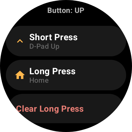 Roku remote button config showing independent Short Press and Long Press actions