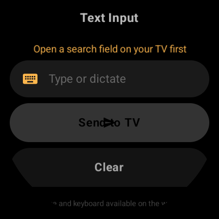Text Input on a smartwatch Samsung TV remote — type or dictate on the watch and send the text to the TV search field