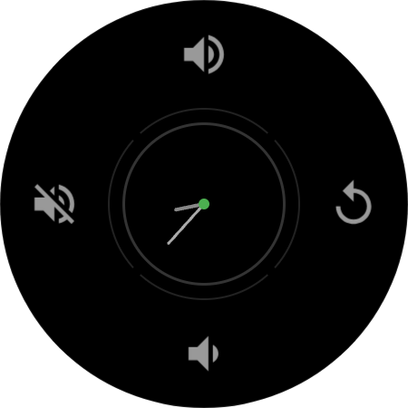 Always-On Display showing analog clock with media controls dimmed