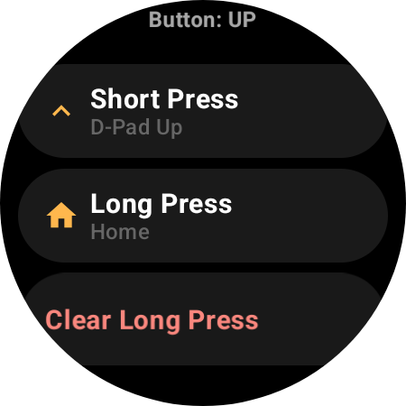 Button remap configuration showing short press and long press actions
