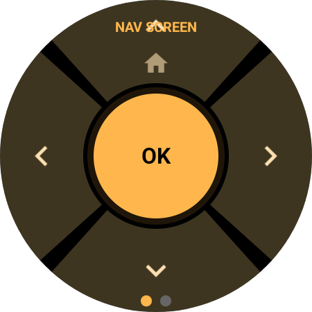Button remapping navigation screen with amber theme on WearOS watch