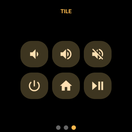 Remap screen for the Quick Actions tile on the watch — the same 2×3 grid of six slots, each one tappable to change its action