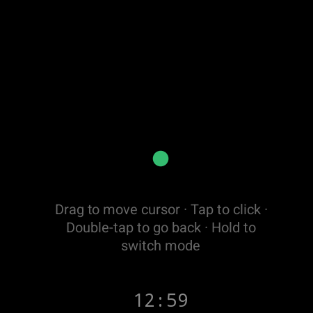 Mouse mode on a smartwatch — drag to move the TV cursor, tap to click